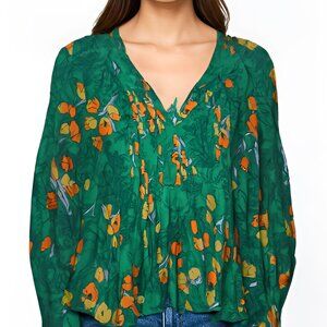 Anthropologie Vanessa Virginia Blouse BOHO Retro Floral Bloomcore Cottagecore